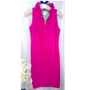 Gretchen Scott hot Pink Ruffle Collar Dress